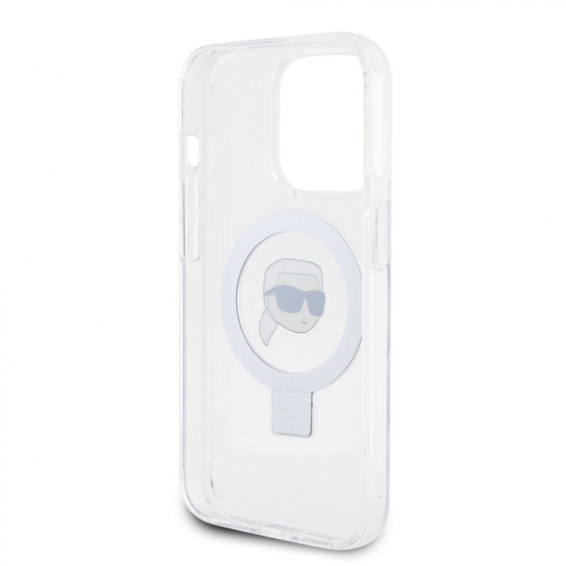 Karl Lagerfeld KLHMP15LHMRSKHH Ring Stand Karl Head MagSafe cietais maciņš Apple iPhone 15 Pro