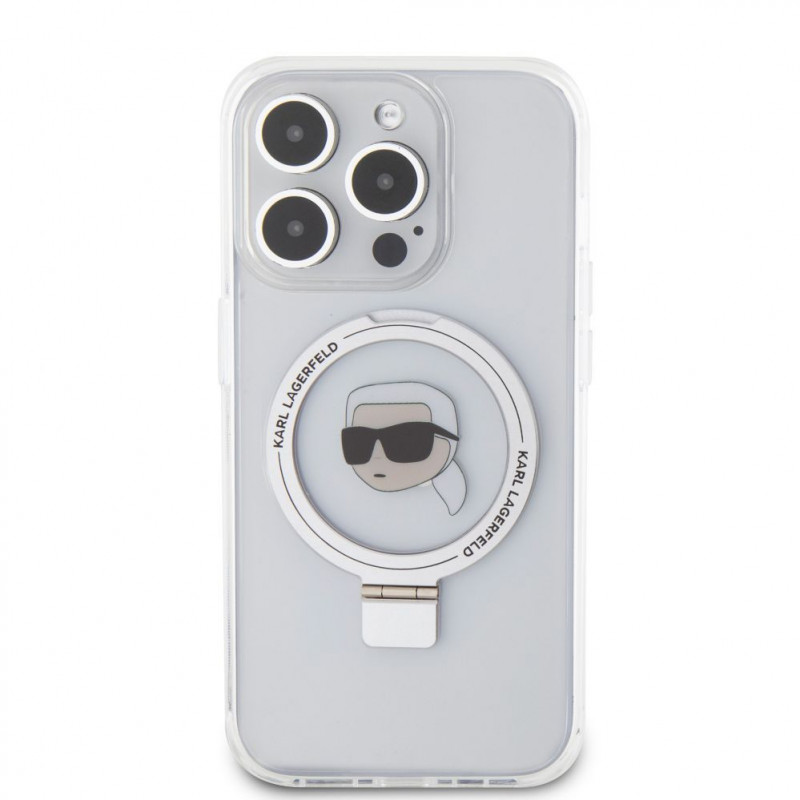 Karl Lagerfeld KLHMP15LHMRSKHH Ring Stand Karl Head MagSafe cietais maciņš Apple iPhone 15 Pro