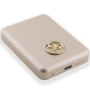 Guess GUPBM3AL4DMD Powerbank 3000 mAh, 5 W, MagSafe 4G Strassed Metal Logo, zelta