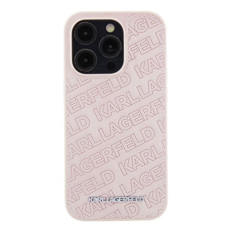 Karl Lagerfeld KLHCP15XPQKPMP Quilted K Pattern cietais maciņš Apple iPhone 15 Pro Max, rozā