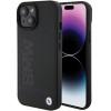 BMW BMHCP15MSLLBK Leather Hot Stamp cietais maciņš Apple iPhone 15 Plus / 14 Plus, melns