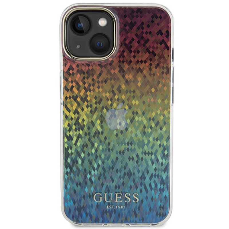 Guess GUHCP15SHDECMI IML Faceted Mirror Disco Iridescent cietais maciņš Apple iPhone 15, daudzkrāsu