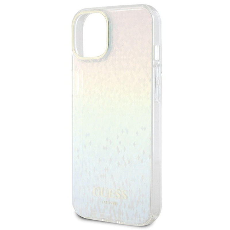 Guess GUHCP15SHDECMI IML Faceted Mirror Disco Iridescent cietais maciņš Apple iPhone 15, daudzkrāsu