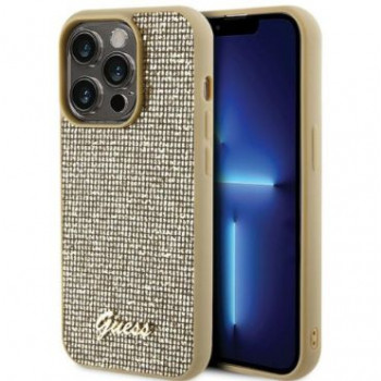 Guess GUHCP15LPMSDGSD Disco Metal Script cietais maciņš Apple iPhone 15 Pro, zelta