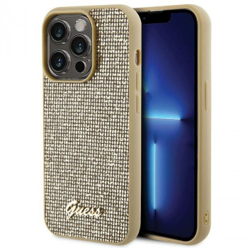 Guess GUHCP15LPMSDGSD Disco Metal Script cietais maciņš Apple iPhone 15 Pro, zelta