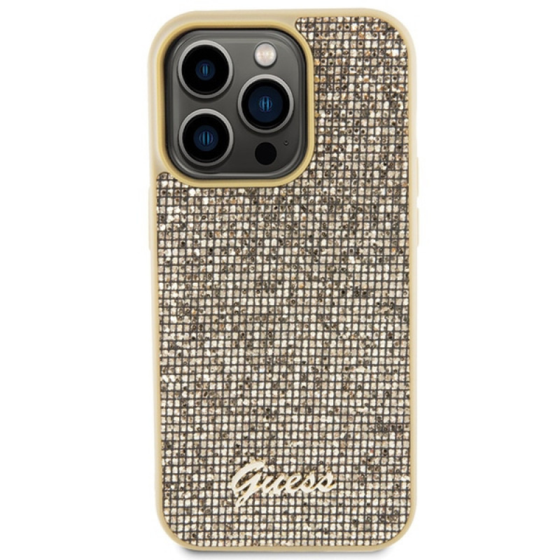 Guess GUHCP15LPMSDGSD Disco Metal Script cietais maciņš Apple iPhone 15 Pro, zelta