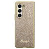 Guess GUHCZFD5HGGSHD Glitter Script cietais maciņš Samsung Galaxy Z Fold5, zelta