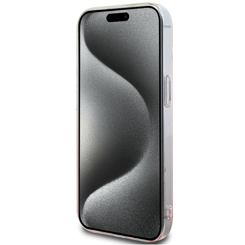 Hello Kitty HKHCP15SHDGKEP IML Gradient Electrop Kitty Head cietais maciņš Apple iPhone 15 6.1" rozā