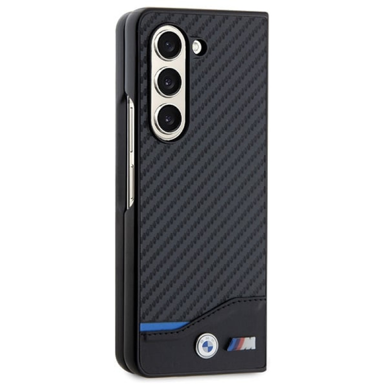 BMW BMHCZFD522NBCK Leather Carbon cietais futrālis Samsung Galaxy Z Fold5, melns