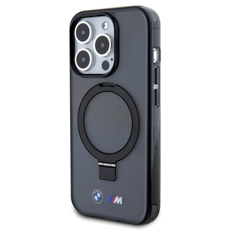 BMW BMHMP15LURSK Apple iPhone 15 Pro cietais maciņš Ring Stand M Collection MagSafe, melns