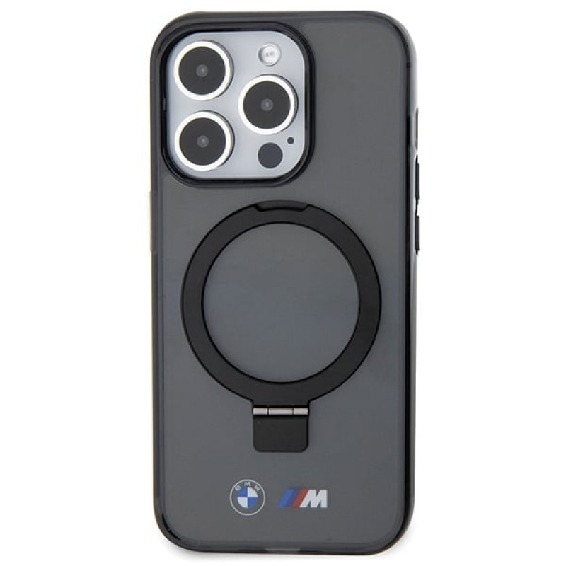 BMW BMHMP15LURSK Apple iPhone 15 Pro cietais maciņš Ring Stand M Collection MagSafe, melns