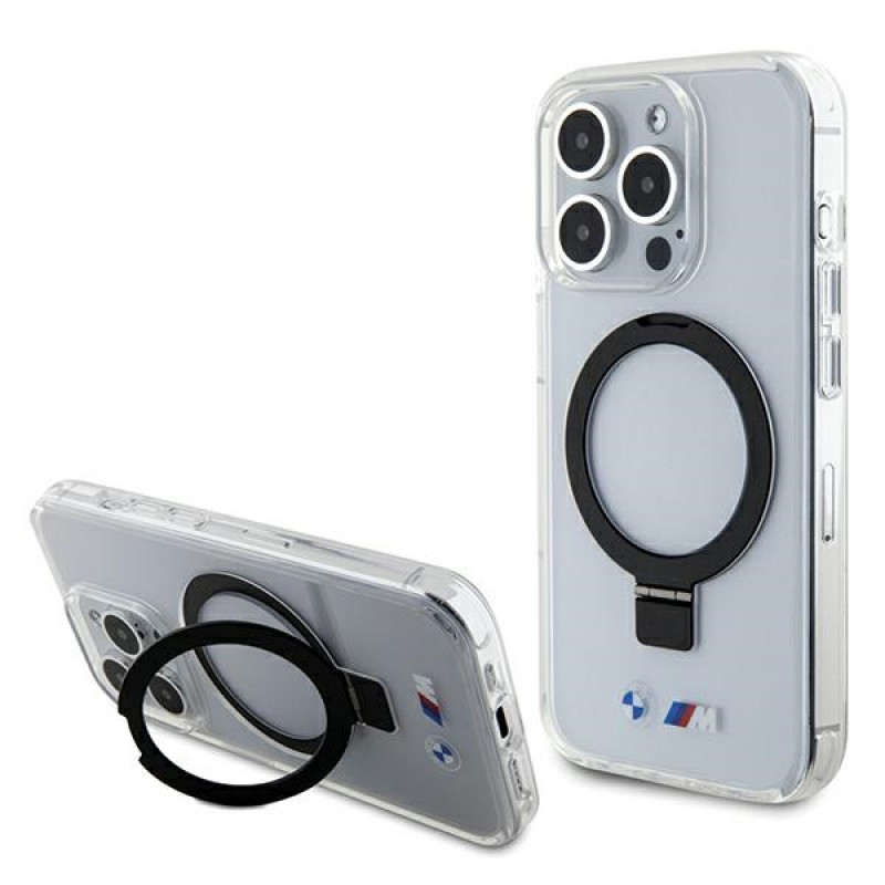 BMW BMHMP15LURST Apple iPhone 15 Pro cietais apvalks Ring Stand M Collection MagSafe, caurspīdīgs