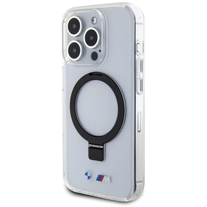 BMW BMHMP15LURST Apple iPhone 15 Pro cietais apvalks Ring Stand M Collection MagSafe, caurspīdīgs