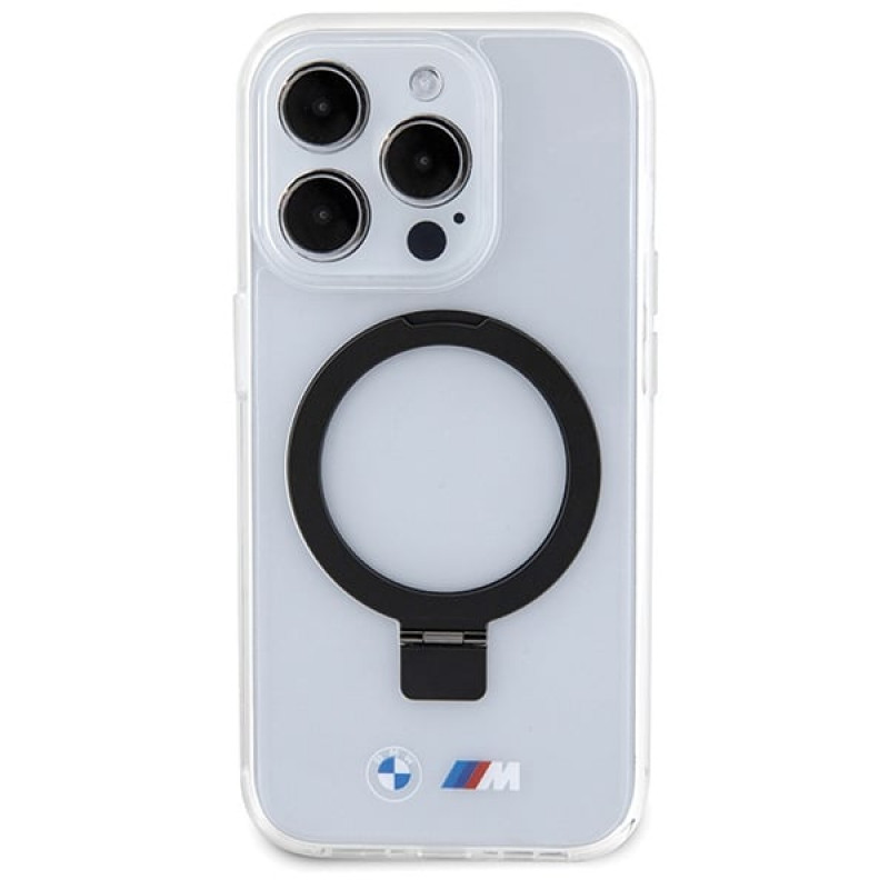 BMW BMHMP15LURST Apple iPhone 15 Pro cietais apvalks Ring Stand M Collection MagSafe, caurspīdīgs
