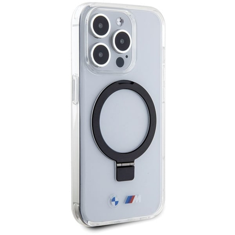 BMW BMHMP15LURST Apple iPhone 15 Pro cietais apvalks Ring Stand M Collection MagSafe, caurspīdīgs