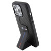 BMW BMHCP15LGSPCCK Apple iPhone 15 Pro cietais futrālis Grip Stand Smooth & Carbon, melns