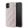Karl Lagerfeld KLHCN61PQDSMGP Apple iPhone 11 / XR cietais maciņš Diagonal Quilted Script, rozā