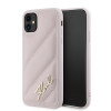 Karl Lagerfeld KLHCN61PQDSMGP Apple iPhone 11 / XR cietais maciņš Diagonal Quilted Script, rozā
