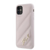 Karl Lagerfeld KLHCN61PQDSMGP Apple iPhone 11 / XR cietais maciņš Diagonal Quilted Script, rozā