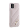 Karl Lagerfeld KLHCN61PQDSMGP Apple iPhone 11 / XR cietais maciņš Diagonal Quilted Script, rozā