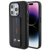 BMW BMHCP15LGSPPRK Apple iPhone 15 Pro cietais maciņš Grip Stand Smooth & Perforated, melns