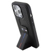 BMW BMHCP15LGSPPRK Apple iPhone 15 Pro cietais maciņš Grip Stand Smooth & Perforated, melns