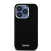 DKNY Apple iPhone 15 Pro cietais futrālis Liquid Silicone Small Metal Logo MagSafe, melns