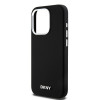 DKNY Apple iPhone 15 Pro cietais futrālis Liquid Silicone Small Metal Logo MagSafe, melns