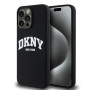 DKNY Apple iPhone 15 Pro Max cietais maciņš Liquid Silicone White Printed Logo MagSafe, melns