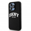 DKNY Apple iPhone 14 Pro cietais futrālis Liquid Silicone White Printed Logo MagSafe, melns
