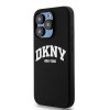 DKNY Apple iPhone 14 Pro cietais futrālis Liquid Silicone White Printed Logo MagSafe, melns