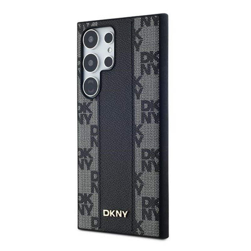 DKNY ādas kažokādu raksta MagSafe futrālis Samsung Galaxy S24 Ultra, melns