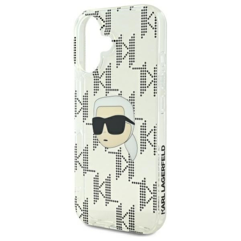 Karl Lagerfeld Apple iPhone 16 cietais maciņš IML Karl Head Electroplated, caurspīdīgs