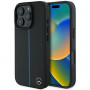 Mercedes MEHMP16L23RURBK Apple iPhone 16 Pro cietais maciņš MB Blue Line Leather MagSafe, melns