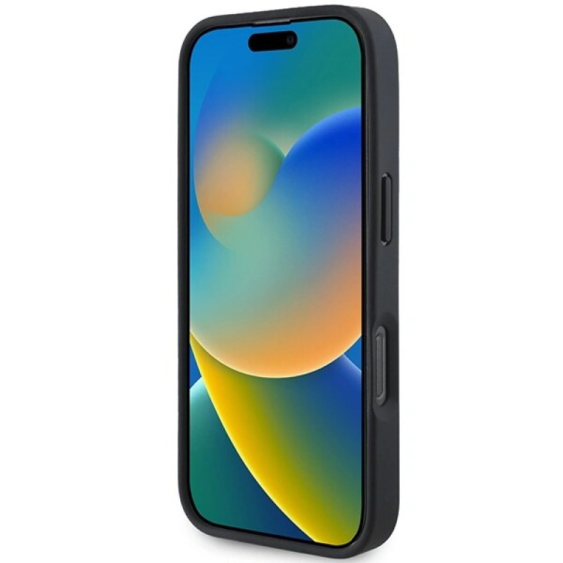 Mercedes MEHMP16L23RURBK Apple iPhone 16 Pro cietais maciņš MB Blue Line Leather MagSafe, melns