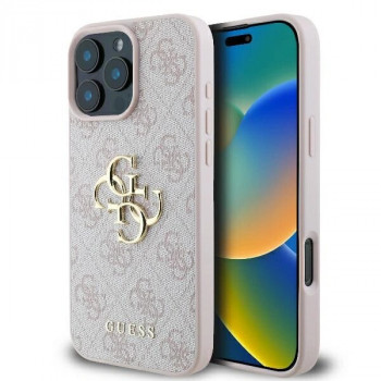 Guess GUHCP16X4GMGPI 4G Big Metal Logo cietais maciņš Apple iPhone 16 Pro Max 6.9" rozā