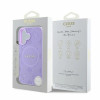 Guess Saffiano Peony Stamp MagSafe vāciņš Apple iPhone 16, purpurs