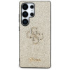 Guess Fixed Glitter Big 4G Metal Logo cietais maciņš Samsung Galaxy S25 Ultra, zelta