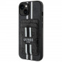 Guess 4G Stripes MagSafe Wallet vāciņš ar maciņu Apple iPhone 15, melns