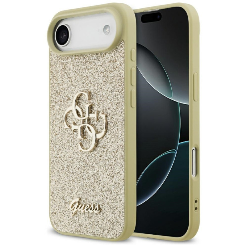 Guess Fixed Glitter Big 4G cietais maciņš Apple iPhone Air, zelta