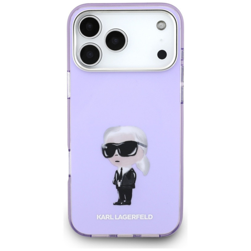 Karl Lagerfeld KLD22568 IML Aquarelle Karl & Choupette & Logo MagSafe vāciņš Apple iPhone 17 Pro Max, purpura