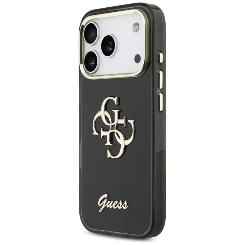 Guess GUE5344 IML 4G Script Metal ciets maciņš Apple iPhone 17 Pro Max, melns