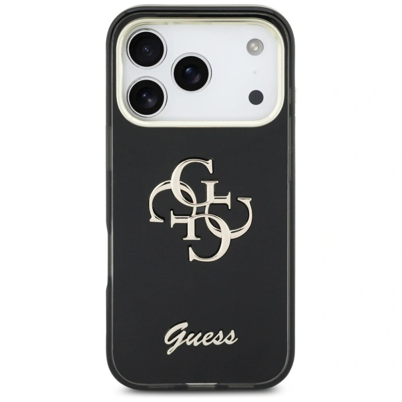 Guess GUE5344 IML 4G Script Metal ciets maciņš Apple iPhone 17 Pro Max, melns