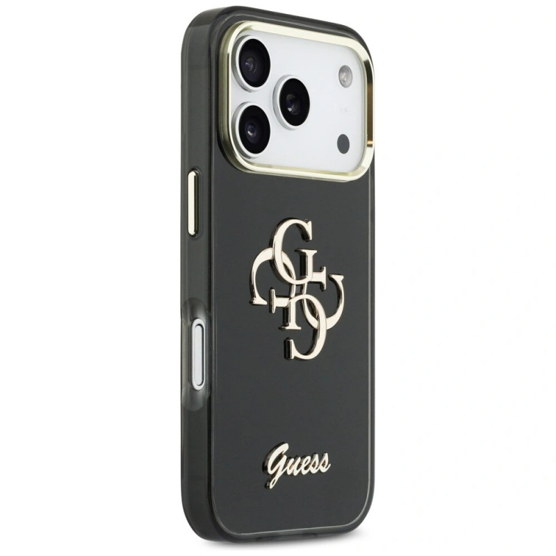 Guess GUE5344 IML 4G Script Metal ciets maciņš Apple iPhone 17 Pro Max, melns