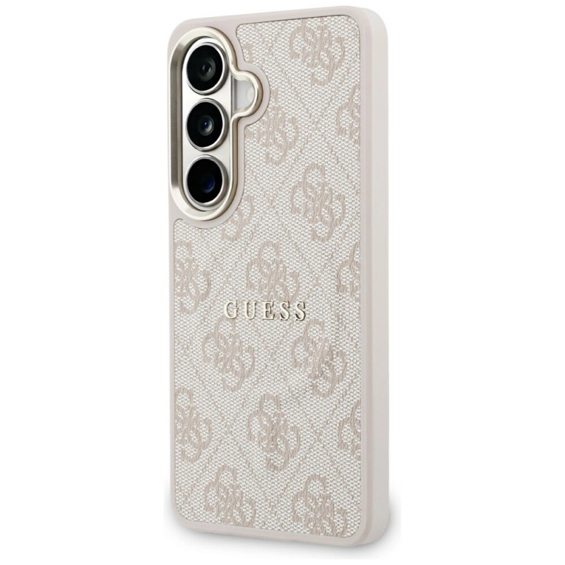 Guess GUE005375 4G Embossed Ring MagSafe cietais maciņš Samsung Galaxy S26+, rozā