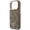 Guess 4G PU Triangle Logo & Stand Camera MagSafe maciņš Apple iPhone 18 Pro Max / 17 Pro Max, brūns