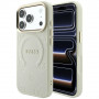 Guess Saffiano Peony & Ring MagSafe futrālis Apple iPhone 18 Pro / 17 Pro, bēšs