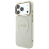 Guess Saffiano Peony & Ring MagSafe futrālis Apple iPhone 18 Pro / 17 Pro, bēšs