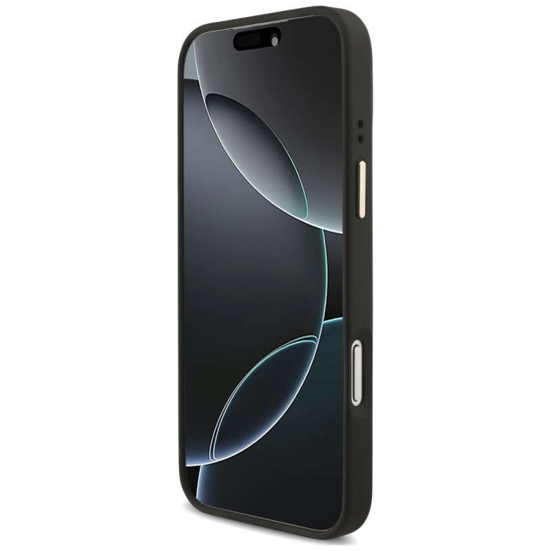 Guess 4G Big 4G Classic Logo Big Strap Metal Buttons vāciņš ar siksnu Apple iPhone 18 Pro Max / 17 Pro Max, melns