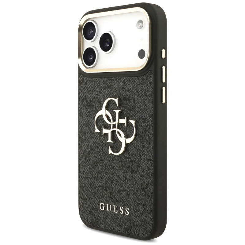 Guess 4G Big 4G Classic Logo Big Strap Metal Buttons vāciņš ar siksnu Apple iPhone 18 Pro / 17 Pro, melns